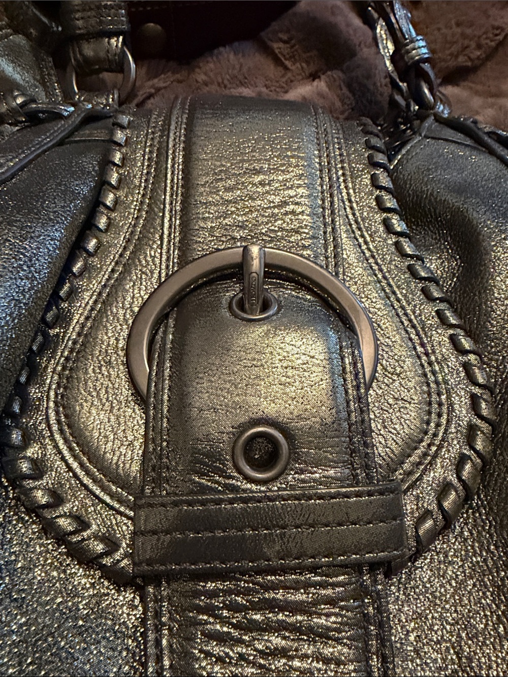 Women’s Coach Vintage Metallic Gunmetal  Leather Shoulder Bag - Picture 13 of 13